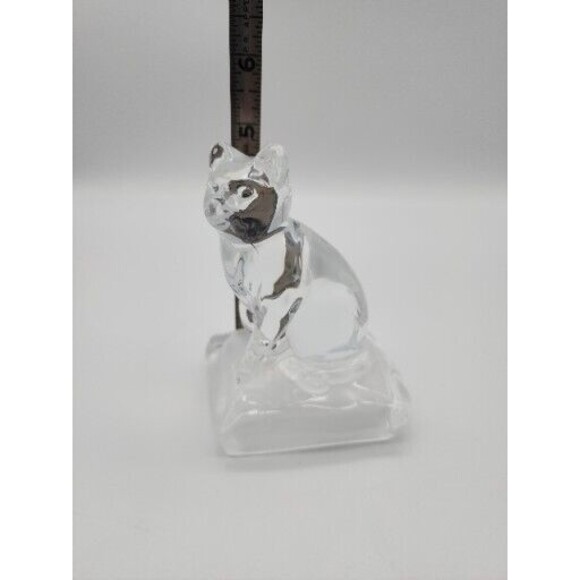 VTG Cat Figure Cristal d'Arques France Lead Crystal Glass On Pillow Paperweight - Picture 10 of 12